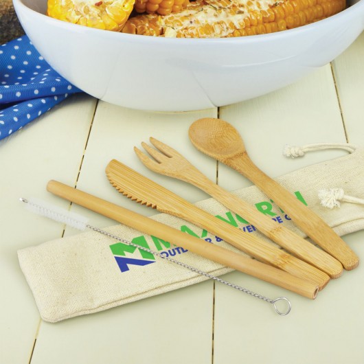 Branded Bamboo Cutlery Sets lifBranded Bamboo Cutlery Sets lifestyle imageestyle image